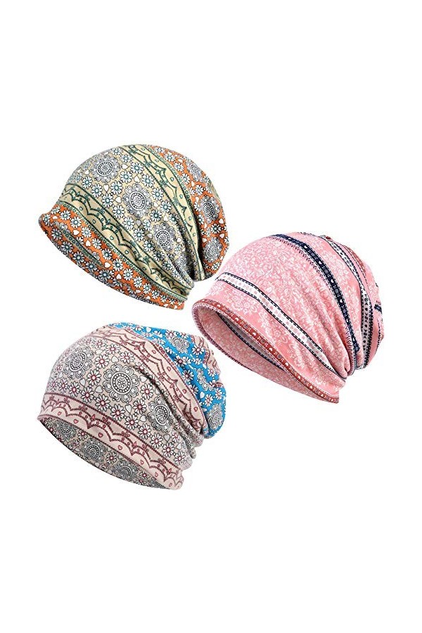 Kayier Bonnet ample décontracté chimio pour femme, Lot de 3, Taille unique