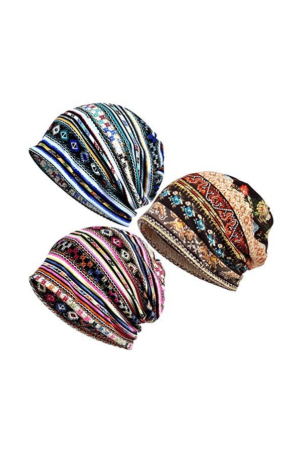 Kayier Bonnet ample décontracté chimio pour femme, Lot de 3, Taille unique