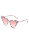 TICHEROMU Lunettes de soleil en forme de cœur avec strass pour femme - Style rétro et vintage - Protection UV400, Noir , Larg