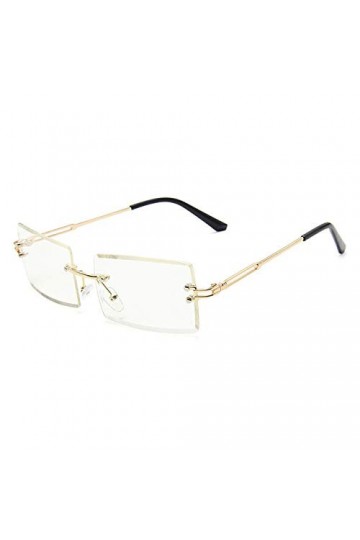 YUANCHENG Vintage rectangle sans monture femmes lunettes de soleil clair dégradé lentille jambes en métal lunettes dames lune