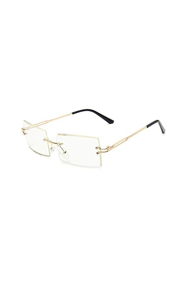 YUANCHENG Vintage rectangle sans monture femmes lunettes de soleil clair dégradé lentille jambes en métal lunettes dames lune
