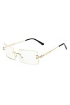 YUANCHENG Vintage rectangle sans monture femmes lunettes de soleil clair dégradé lentille jambes en métal lunettes dames lune