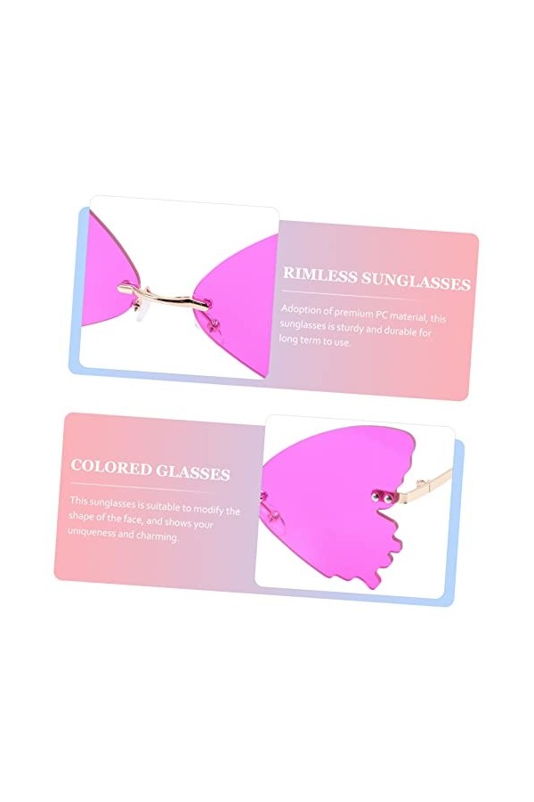 Gadpiparty 2 Pièces Lunettes De Soleil Sans Monture Lunettes Élégantes Lunettes Femme Lunettes De Déguisement Lunettes Cool P