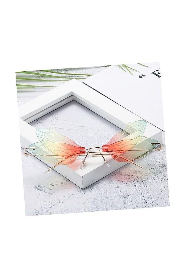 Abaodam Libellule Lunettes De Soleil Rétro Lunettes Plage Lunettes De Soleil Lunettes Sans Monture Lunettes De Soleil Sans Mo