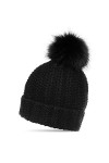 Caspar MU190 Bonnet en Tricot doublé avec Gros Pompon en Fausse Fourrure pour Femme, Couleur:Gris, Taille:Taille Unique