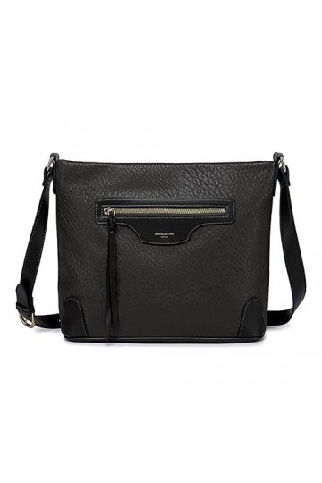 David Jones - Sac Bandoulière Femme Multipoche - Besace Sacoche Grand Sac à Main Porté Epaule Simili Cuir - Poche Multiple Zi