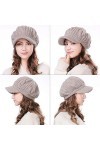 Fancet 100 bonnets dhiver en laine mérinos pour femme Béret Newsboy visière Bonnet beige doublé coton SIGGI
