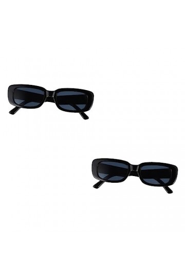 TENDYCOCO 2 Pièces Lunettes De Soleil à Monture Carrée Lunettes De Soleil Vintage Des Années 70 Lunettes Verres Noirs Lunette