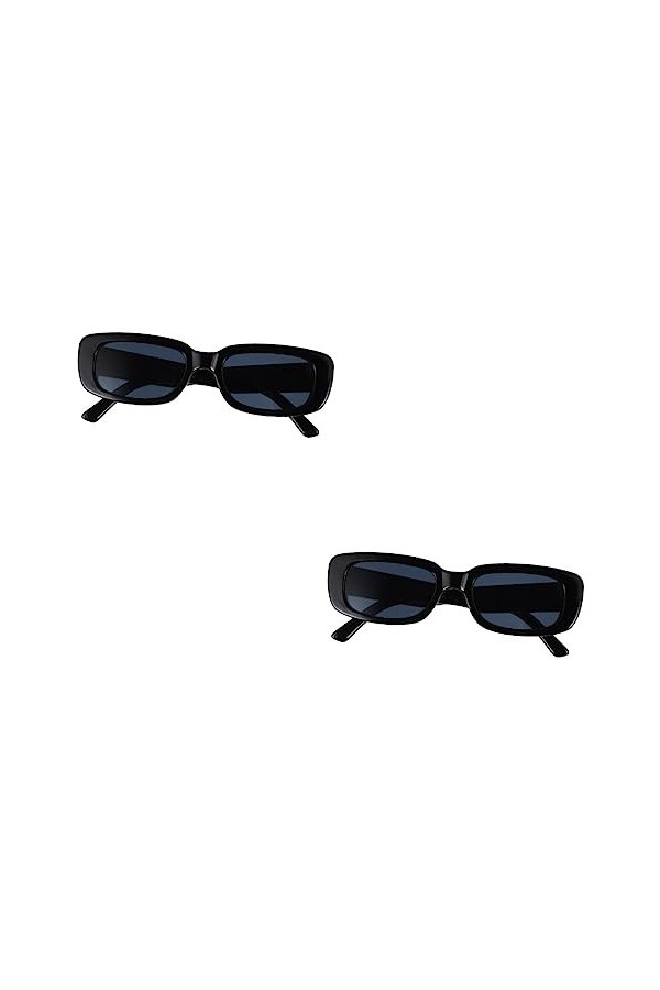TENDYCOCO 2 Pièces Lunettes De Soleil à Monture Carrée Lunettes De Soleil Vintage Des Années 70 Lunettes Verres Noirs Lunette