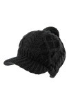 Comhats 50 % / 100 % laine Bonnet dhiver pour femme Bonnet tricoté avec visière Bonnet chaud, Noir 94576 , taille unique