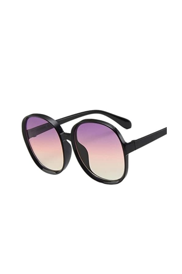 DSAI Lunettes de soleil à monture ronde pour femme rétro marron noir surdimensionné lunettes de soleil femme mode extérieur c