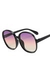 DSAI Lunettes de soleil à monture ronde pour femme rétro marron noir surdimensionné lunettes de soleil femme mode extérieur c