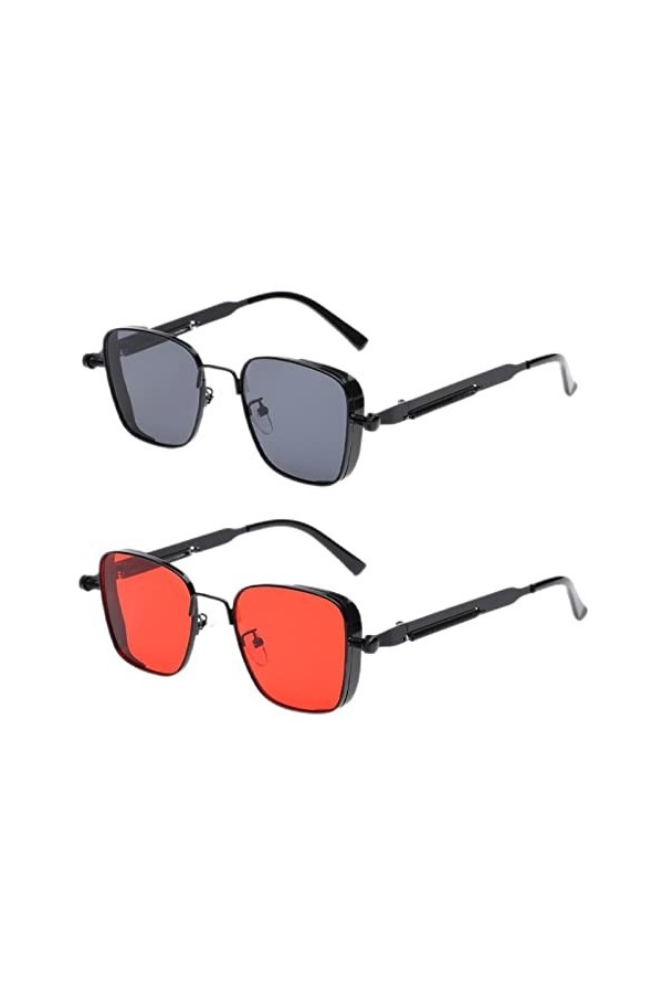 YANGQI Lunettes de soleil vintage Steampunk en métal pour hommes et femmes - Lunettes de soleil carrées pour hommes et femmes