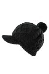 Comhats 50 % / 100 % laine Bonnet dhiver pour femme Bonnet tricoté avec visière Bonnet chaud, Noir 94576 , taille unique