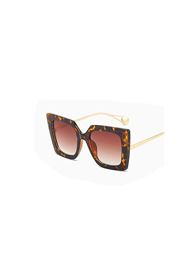 YUANCHENG Fleur boîte à thé lunettes de soleil femmes rétro lunettes de soleil carrées grand cadre lunettes UV400 3-LeopardTe