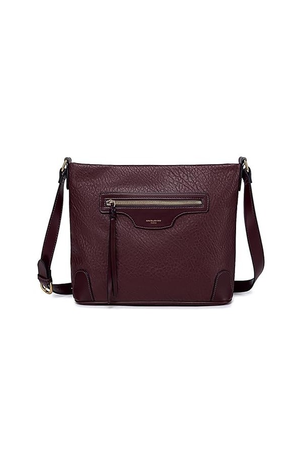 David Jones - Sac Bandoulière Femme Multipoche - Besace Sacoche Grand Sac à Main Porté Epaule Simili Cuir - Poche Multiple Zi