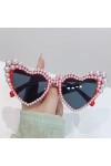 TICHEROMU Lunettes de soleil vintage en forme de cœur en forme de cœur avec perles pour femme, lunettes de soleil œil de chat