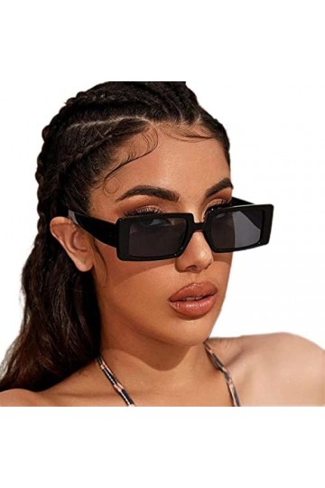 YANGQI Lunettes de soleil rectangulaires rétro étroites pour femmes et hommes - Style vintage - Rectangulaire tendance - Pour