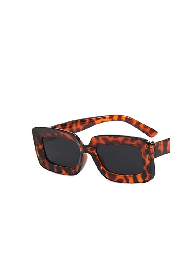 YANGQI Lunettes de soleil rectangulaires tendance tendance pour femme - Couleur bonbon - Pour homme - Style punk - Motif léop