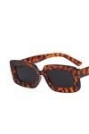 YANGQI Lunettes de soleil rectangulaires tendance tendance pour femme - Couleur bonbon - Pour homme - Style punk - Motif léop