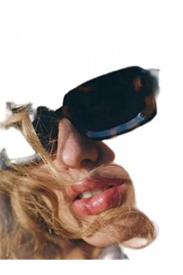 YANGQI Lunettes de soleil rectangulaires tendance tendance pour femme - Couleur bonbon - Pour homme - Style punk - Motif léop