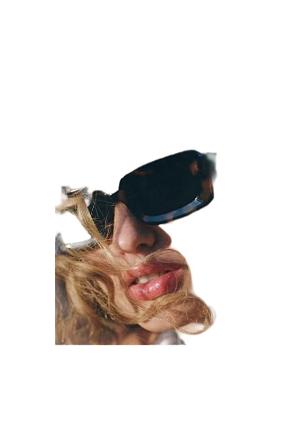 YANGQI Lunettes de soleil rectangulaires tendance tendance pour femme - Couleur bonbon - Pour homme - Style punk - Motif léop