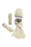 Chapeau Gants Écharpe Ensemble pour Femmes Dames Filles Doux Chaud Bonnet Tricoté Bonnet Long Écharpe 3 en 1 Hiver Épais Ense
