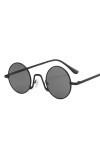 YANGQI Lunettes de soleil vintage homme femme style steampunk hip-hop petite monture ronde en métal lunettes rétro designer E
