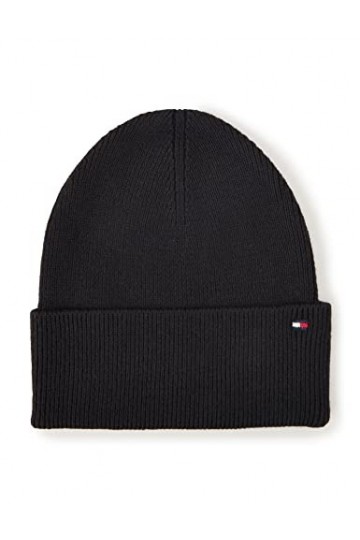 Tommy Hilfiger Bonnet Maille Femme Essential Flag Beanie 5&nbsp;% Cachemire, Noir Black , Onesize