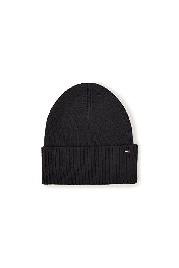 Tommy Hilfiger Bonnet Maille Femme Essential Flag Beanie 5&nbsp;% Cachemire, Noir Black , Onesize