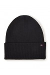 Tommy Hilfiger Bonnet Maille Femme Essential Flag Beanie 5&nbsp;% Cachemire, Noir Black , Onesize