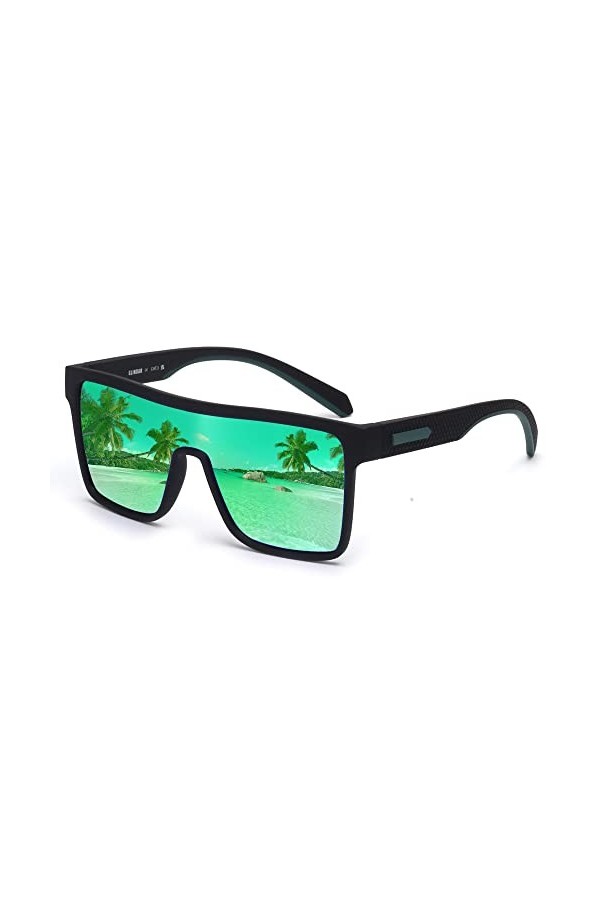GLINDAR Lunettes de soleil polarisées recyclées surdimensionnées tendance carrées à dessus plat Protection UV400 pour homme e