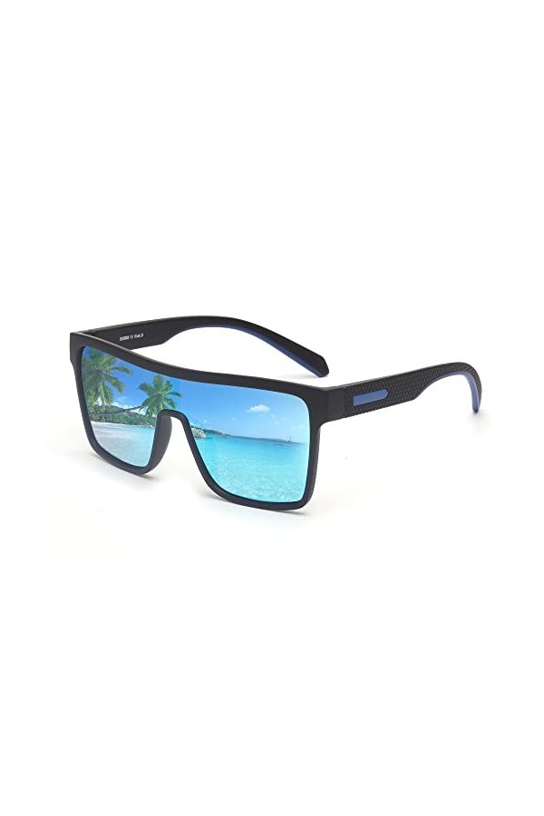 GLINDAR Lunettes de soleil polarisées recyclées surdimensionnées tendance carrées à dessus plat Protection UV400 pour homme e