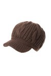 Siggi Femme 100% Laine Mérinos Casquette dHiver Bonnet Chapeau Béret Newsboy Visière Épaisseur en Tricot Café