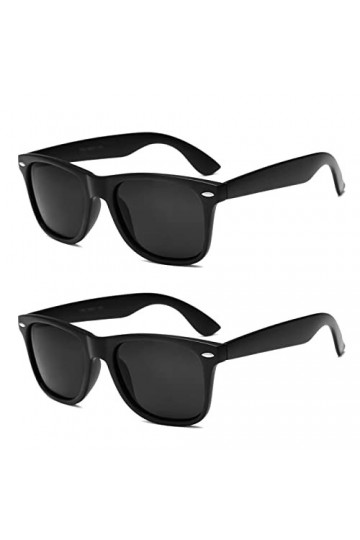 YAMEIZE Lunettes de soleil polarisées rectangulaires classiques pour homme et femme - Protection UV400 - Noir, BlackX2.
