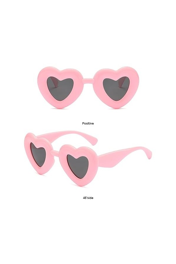 WDZAYXC Lunettes de soleil polarisées rétro en forme de cœur - Lunettes mignonnes pour fête - Protection UV400, Rouge/gris