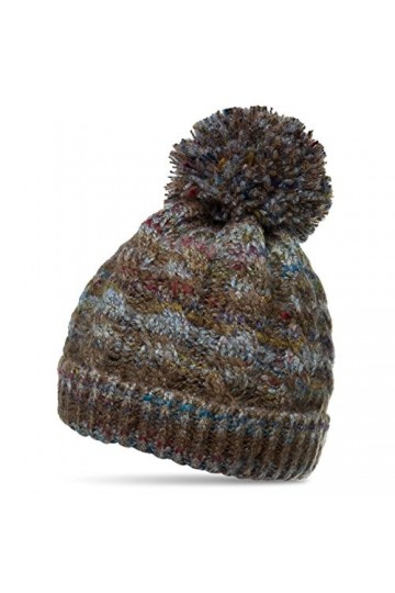 Caspar MU170 Bonnet en Tricot doublé pour Femme avec Gros Pompon en Fausse Fourrure, Couleur:Taupe, Taille:Taille Unique