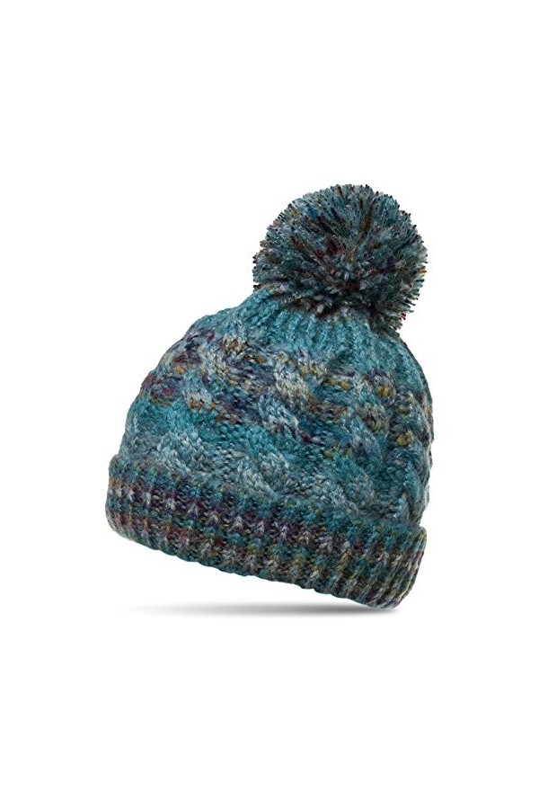 Caspar MU170 Bonnet en Tricot doublé pour Femme avec Gros Pompon en Fausse Fourrure, Couleur:Taupe, Taille:Taille Unique