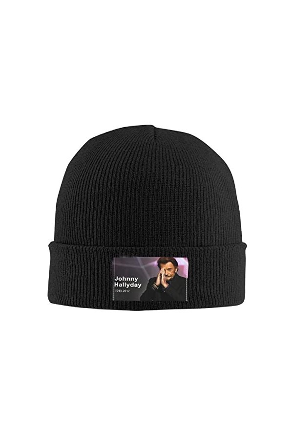 LEUYA Bonnet tricoté Rock Johnny Hallyday skullies bonnet Hiver chaud femmes tricot chapeau unisexe adulte chanteur français 