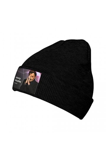 LEUYA Bonnet tricoté Rock Johnny Hallyday skullies bonnet Hiver chaud femmes tricot chapeau unisexe adulte chanteur français 