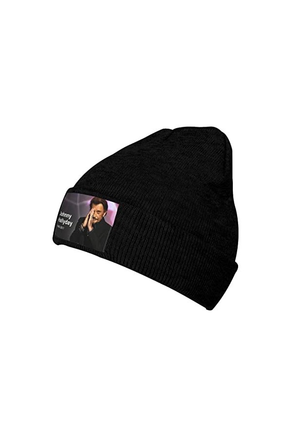 LEUYA Bonnet tricoté Rock Johnny Hallyday skullies bonnet Hiver chaud femmes tricot chapeau unisexe adulte chanteur français 