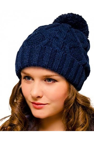 Bonnet à Pompon pour Homme et Femme Bleu, Gris, Bordeaux, Noir ou Moutarde – Bonnet dhiver tricoté avec Pompons – Bonnet e
