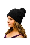 Bonnet à Pompon pour Homme et Femme Bleu, Gris, Bordeaux, Noir ou Moutarde – Bonnet dhiver tricoté avec Pompons – Bonnet e