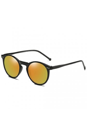 YANGQI Lunettes de soleil polarisées pour hommes et femmes - Lunettes de soleil rondes rétro vintage - C4 - Noir-orange