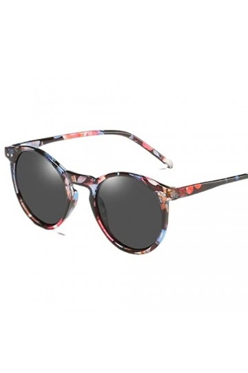 YANGQI Lunettes de soleil polarisées pour hommes et femmes - Lunettes de soleil rondes rétro vintage - C4 - Noir-orange