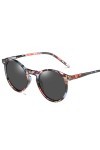 YANGQI Lunettes de soleil polarisées pour hommes et femmes - Lunettes de soleil rondes rétro vintage - C4 - Noir-orange
