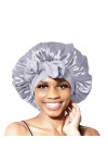 Bonnet Queen noir pas de glissadesoie satinBonnet, bonnet avec bandes extensibles bonnet de nuit pour les femmes a long cheve