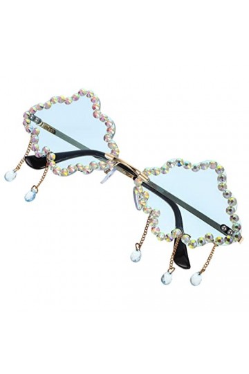 Veemoon 1 Paire Lunettes De Soleil Nuage Lunettes Sans Monture Avec Pompons Lunettes De Fête Lunettes Hippies B0by4rj1sf Lune