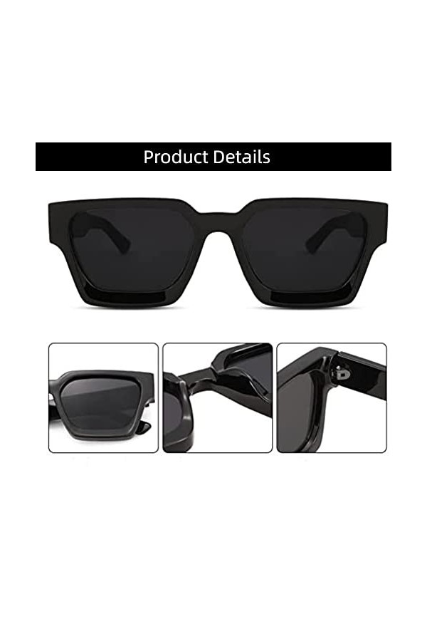 WDZAYXC Lunettes de soleil rectangulaires vintage pour homme et femme - Chunky Rectangle - Lunettes de soleil rétro - Protect