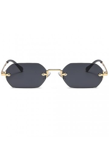 Ggpyyon Lunettes de soleil rectangulaires rétro sans monture pour homme et femme - En métal doré - Sans monture, Or/Gris